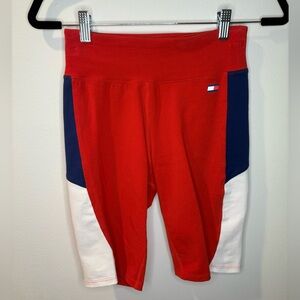 Tommy Hilfiger High Waisted Biker Short in Red Colorblock #35
